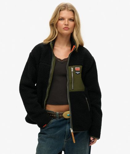 Damen Übergroße Retro Vintage Fleecejacke mit Reißverschluss - Größe: L - Superdry - Modalova