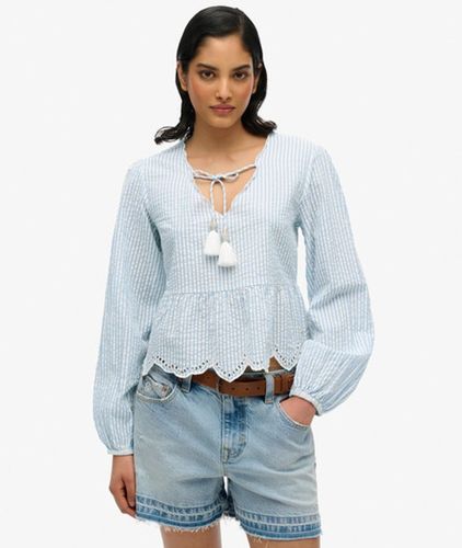 Damen Langärmelige Bluse mit Lochstickerei - Größe: 38 - Superdry - Modalova