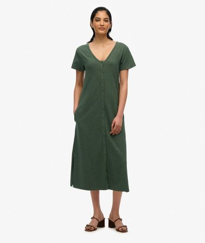 Women's Short Sleeve Button Through Jersey Midi Dress / Duffel Bag - Size: 6 - Superdry - Modalova