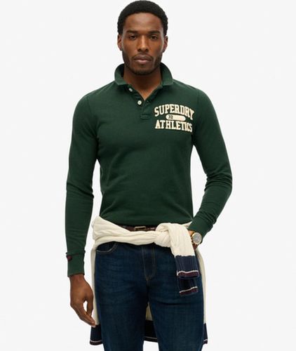 Men's Vintage Athletic Long Sleeve Polo Green / Enamel Green - Size: S - Superdry - Modalova