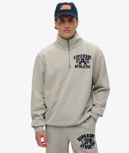 Herren Baumwolle Logo Vintage Athletic Pullover mit Halbem Reißverschluss, Hellgrau- Größe: S - Superdry - Modalova