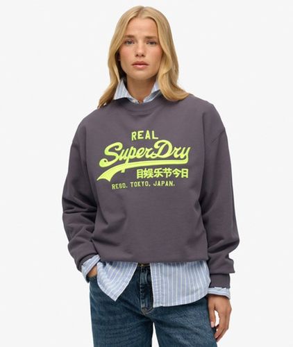 Damen Lockeres Vintage Neon Logo Sweatshirt mit Rundhalsausschnitt - Größe: 34 - Superdry - Modalova