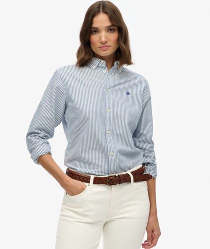 Women's Slim Oxford Button Down Long Sleeve Shirt Blue / Azure Blue Stripe Oxford - Size: 10 - Superdry - Modalova
