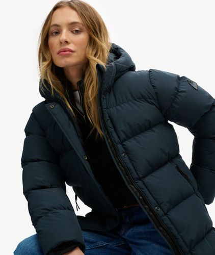 Damen Sportliche, Mittellange Steppjacke mit Kapuze - Größe: 38 - Superdry - Modalova