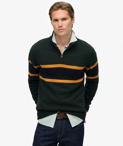 Herren Gestreifter Baumwoll-pullover mit Reißverschluss - Größe: Xxl - Superdry - Modalova