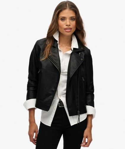 Women's Classic Faux Leather Biker - Size: 10 - Superdry - Modalova
