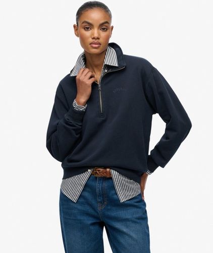 Damen Essential Logo Pullover mit Stückfärbung und Halbem Reißverschluss - Größe: 44 - Superdry - Modalova