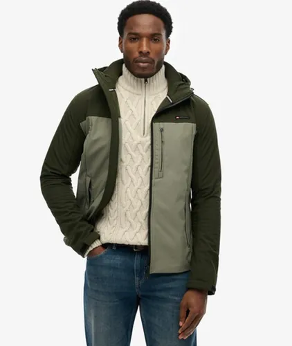 Men's Hooded Softshell Colourblock Jacket / Surplus Goods Olive - Size: M - Superdry - Modalova