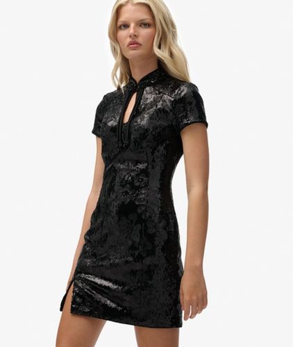 Damen Pailletten-minikleid mit Stehkragen - Größe: 42 - Superdry - Modalova