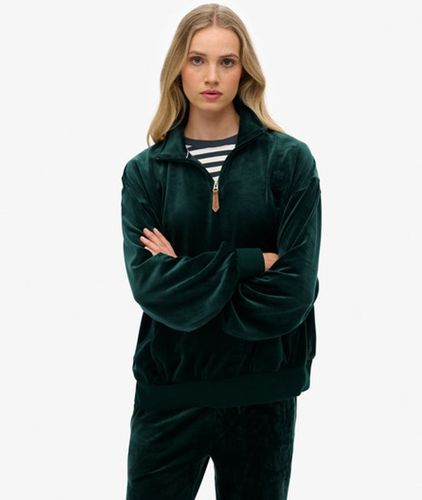 Damen Country Club Velours-oberteil mit Viertelreißverschluss - Größe: 42 - Superdry - Modalova