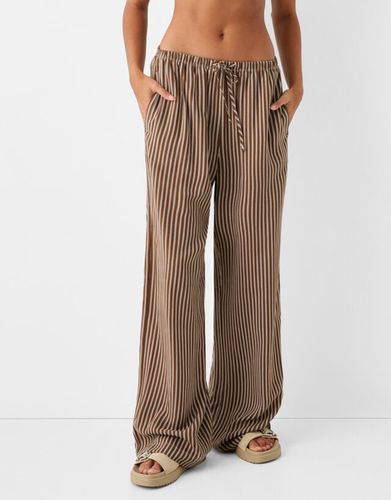 Pantalón Straight Rayas Cintura Goma Mujer 10-12 - Bershka - Modalova