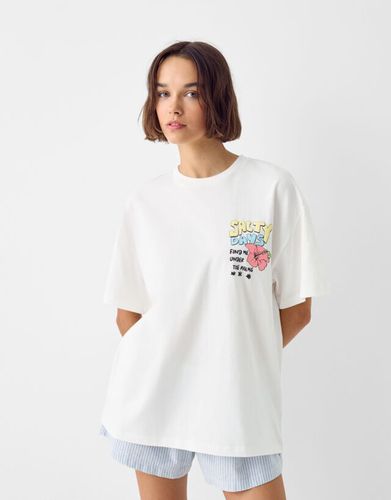 Camiseta Manga Corta Oversize Print Mujer M - Bershka - Modalova