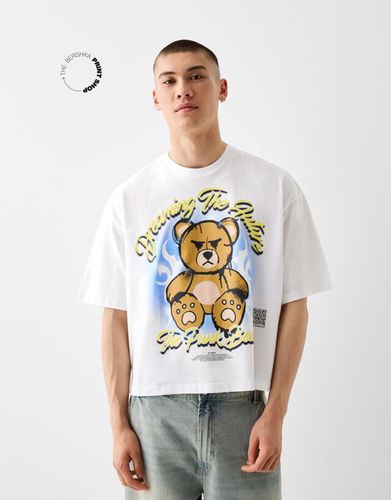 Camiseta Wearable Art Crop Boxy Fit Print Hombre S - Bershka - Modalova