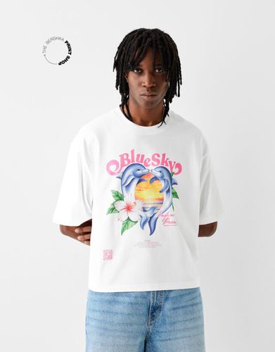 Camiseta Wearable Art Crop Boxy Fit Print Hombre Xl - Bershka - Modalova