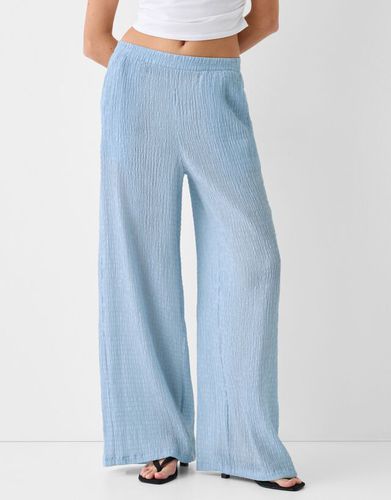 Pantalón Wide Leg Gofrado Mujer Xs - Bershka - Modalova