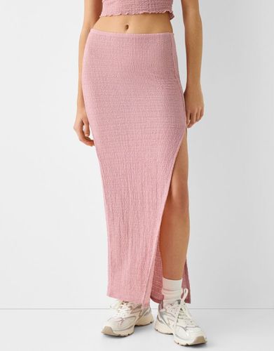 Falda Midi Gofrada Mujer L - Bershka - Modalova