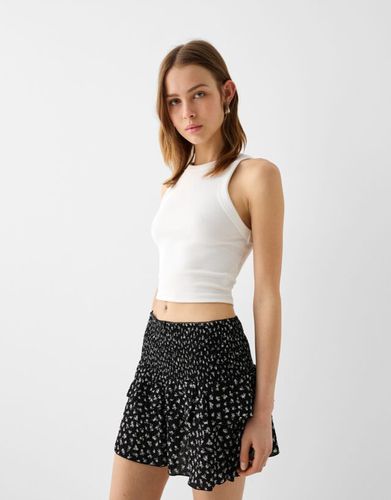 Falda Mini Gofrada Volantes Print Mujer Xs - Bershka - Modalova