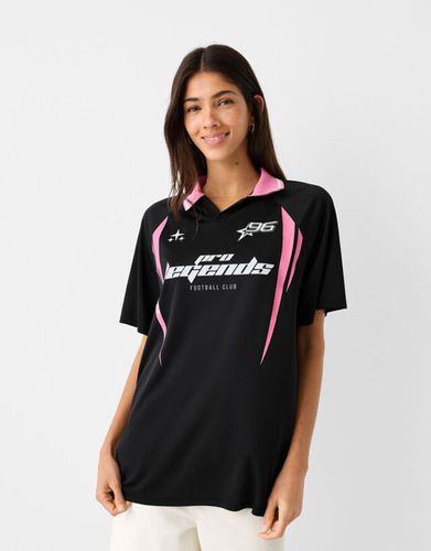 Camiseta Manga Corta Cuello Polo Oversize Print Mujer Xs - Bershka - Modalova