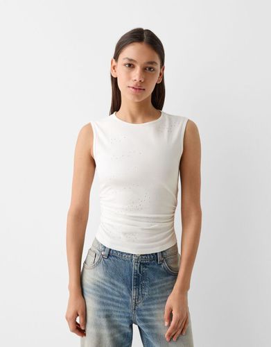 Camiseta Sin Mangas Fruncido Mujer Xs - Bershka - Modalova