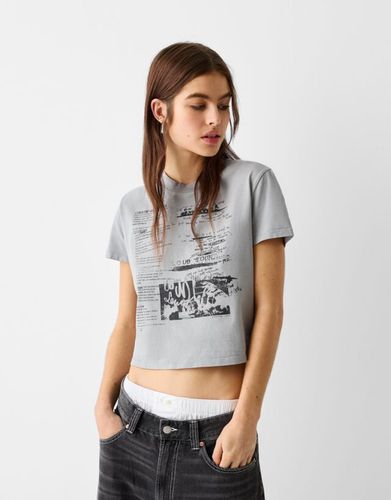 Camiseta Manga Corta Efecto Lavado Print Mujer L - Bershka - Modalova