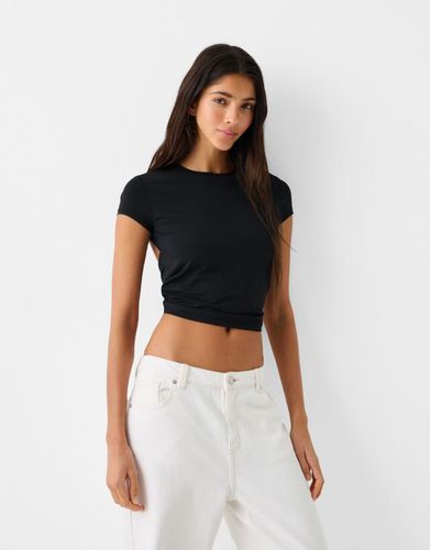 Camiseta Manga Corta Espalda Abierta Mujer M - Bershka - Modalova