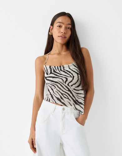 Top Cropped Asimétrico Print Mujer M / - Bershka - Modalova