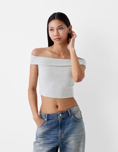 Camiseta Manga Corta Cuello Bardot Bskteen L - Bershka - Modalova