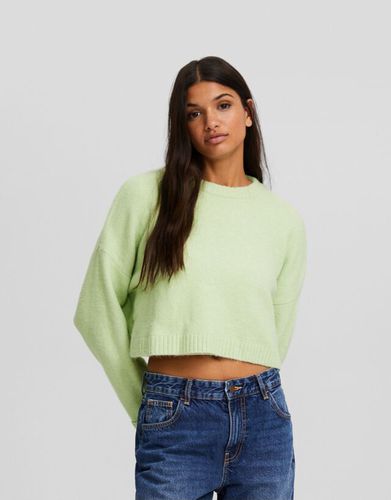 Jersey Cropped Cuello Redondo Mujer S - Bershka - Modalova