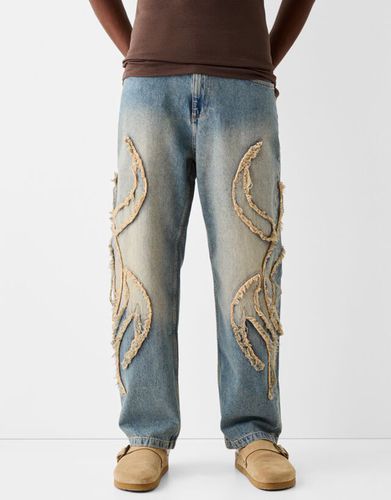 Jeans Baggy Parches Hombre 42 - Bershka - Modalova