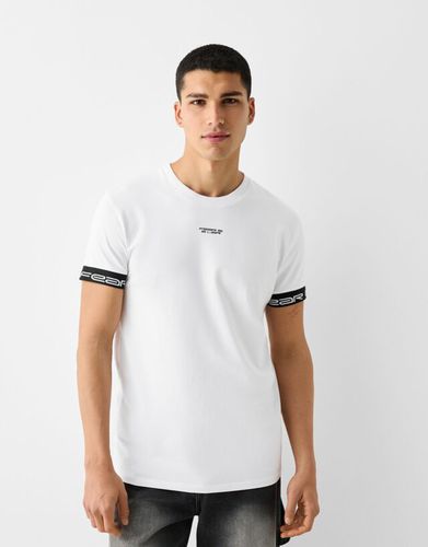 Camiseta Manga Corta Slim Fit Bandas Hombre M - Bershka - Modalova