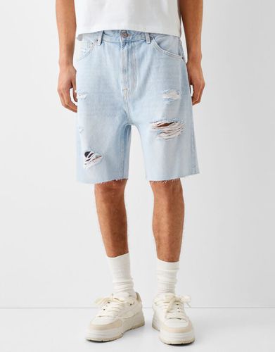 Bermuda Denim Rotos Hombre 42 - Bershka - Modalova