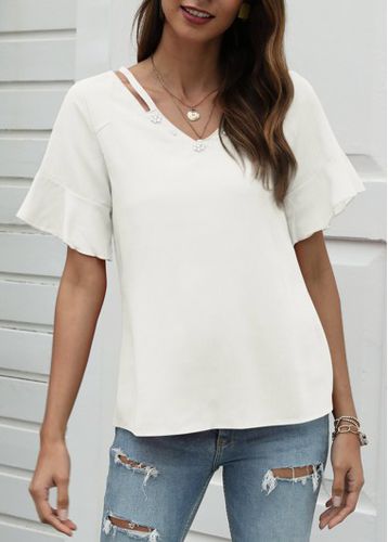 Cutout White Pearl Design T Shirt - unsigned - Modalova