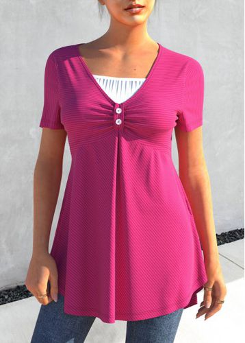 Short Sleeve Pit Fabric Hot Pink T Shirt - unsigned - Modalova