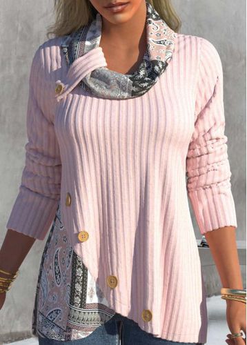 Light Pink Asymmetric Hem Paisley Print Sweatshirt - unsigned - Modalova