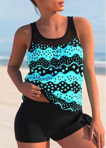 Polka Dot Black Tie Side Tankini Top - unsigned - Modalova