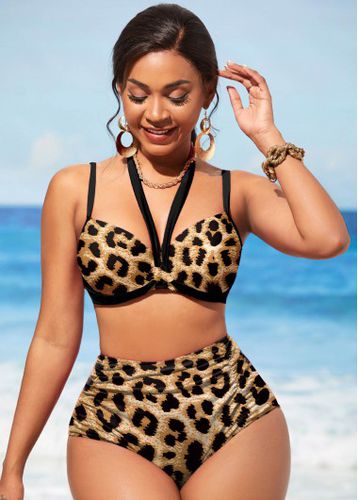 Leopard High Waist Brown Bikini Set - unsigned - Modalova