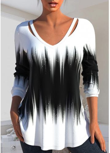 Black Cut Out Ombre Long Sleeve T Shirt - unsigned - Modalova