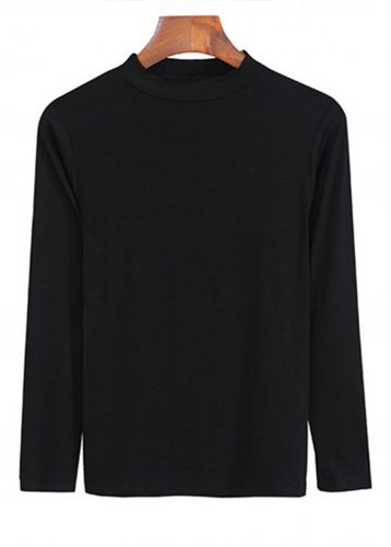 Black Long Sleeve Stand Collar T Shirt - unsigned - Modalova