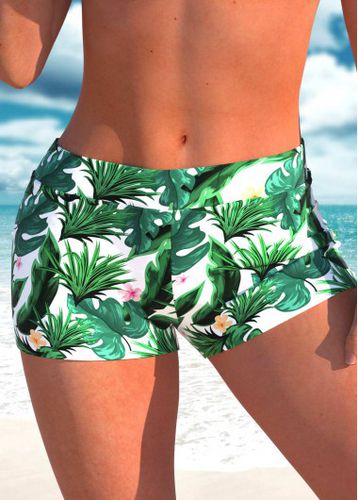 High Waisted Tropical Plants Print Green Swim Shorts - unsigned - Modalova
