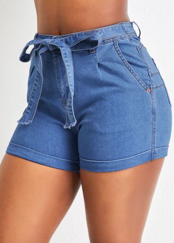 Skinny Pocket Zipper Fly Denim Shorts - unsigned - Modalova