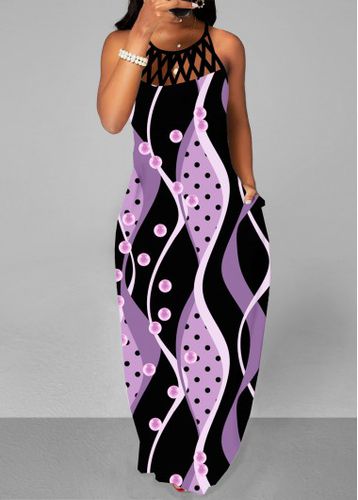 Light Purple Cage Neck Geometric Print Maxi Dress - unsigned - Modalova