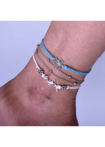 Multi Color Dolphin Detail Round Anklet Set - unsigned - Modalova