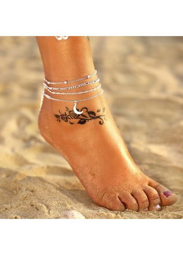 Alloy Detail Silvery White Moon Anklet Set - unsigned - Modalova