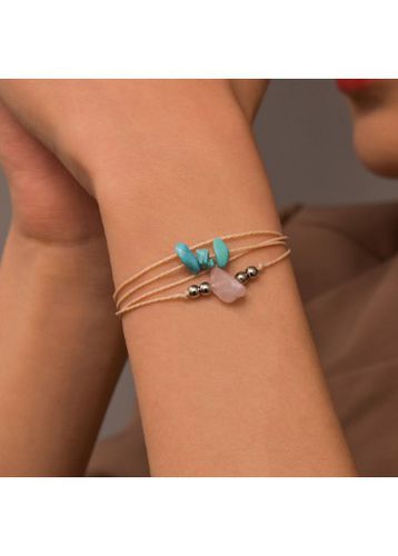 Turquoise Asymmetrical Layered Design Beads Bracelet - unsigned - Modalova