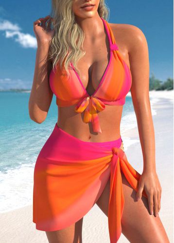 Tie Mid Waisted Ombre Orange Bikini Set - unsigned - Modalova