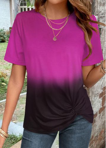 Purple Twist Ombre Short Sleeve T Shirt - unsigned - Modalova
