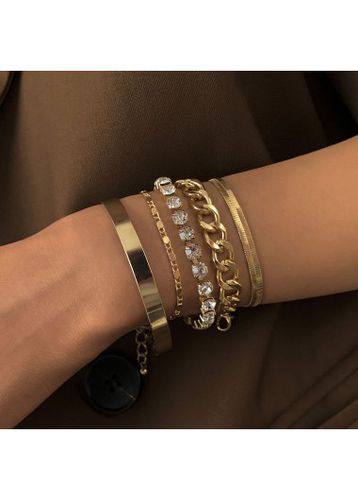 Copper Detail Gold Round Bracelet Set - unsigned - Modalova