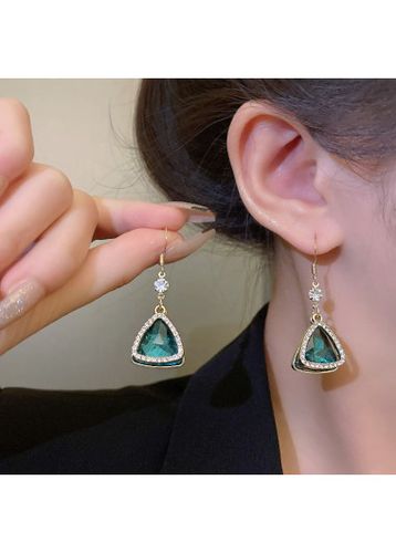Alloy Detail Green Triangle Design Earrings - unsigned - Modalova