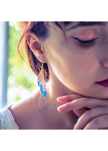 Purplish Blue Butterfly Detail Alloy Earrings - unsigned - Modalova