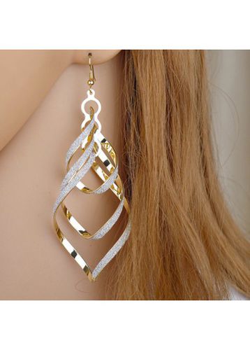 Gold Alloy Detail Geometric Design Earrings - unsigned - Modalova